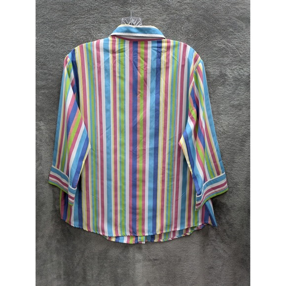 Striped Button Up Shirt Women's Large Estimated Vibrant Colorful - Picture 5 of 7